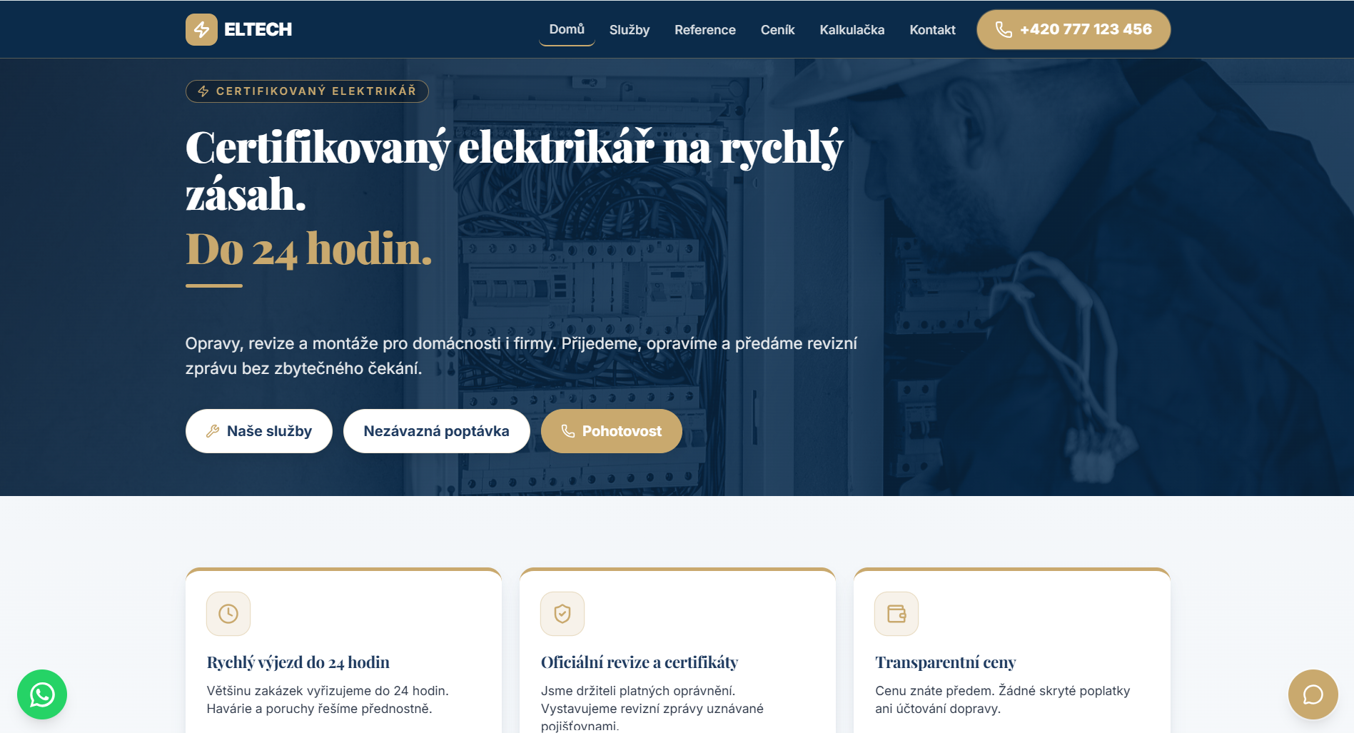 Náhled webu eltechs.cz
