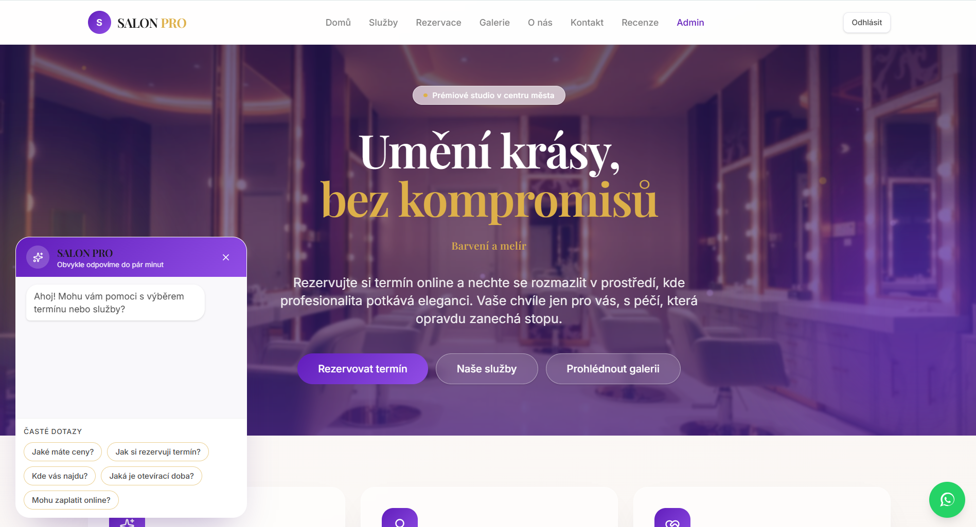 Veřejná stránka rezervace salonpros.cz